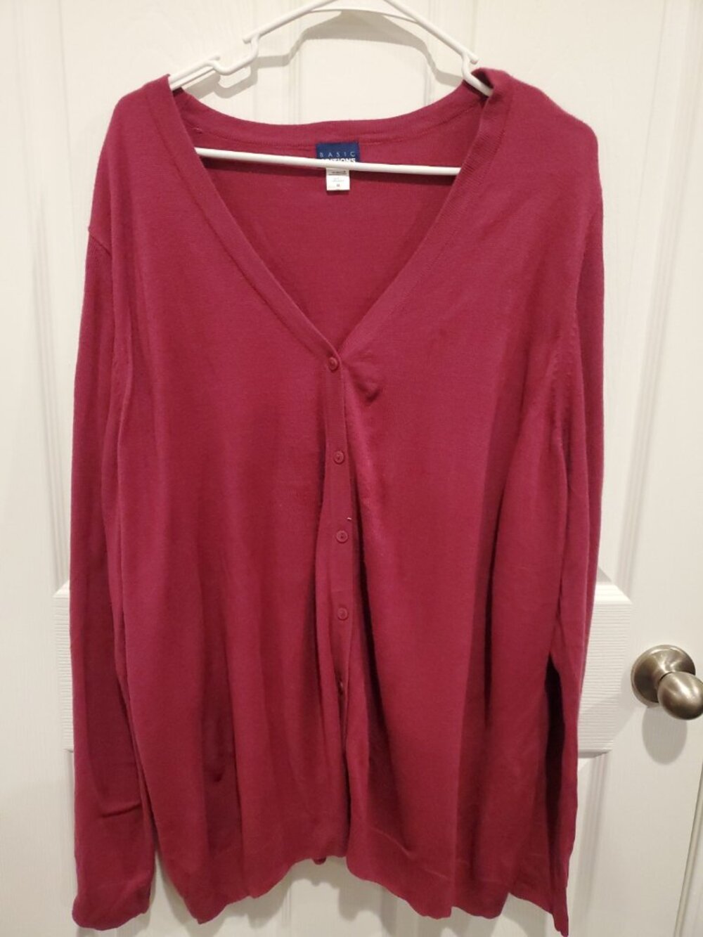 Basic Editions Button-Up Knit Cardigan Women’s Size 3X Blue Long Sleeve